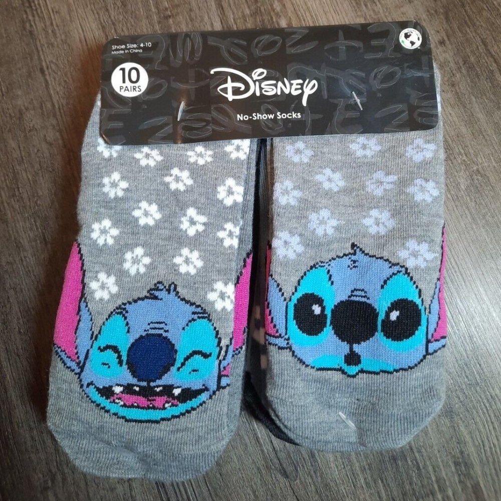 Disney LILO & STITCH Women's Shoe Size 4-10 NO-SHOW SOCKS 10-Pack
